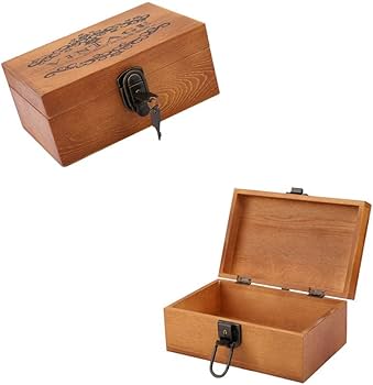 Amazon｜収納ボックス 木製ボックス 秘密の木箱 アンティーク風 鍵付き